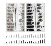 Lot de 2 petites vis, kit de réparation de lunettes, pièces en acier inoxydable pour montres, ordinateurs, etc. (noir, argenté)