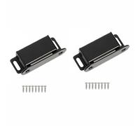 Lot de 2 petits aimants de porte noirs en acier inoxydable avec vis, aimants ferme-porte pour petits meubles de maison, armoire