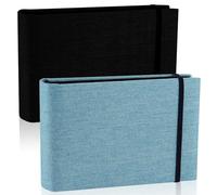 Lot de 2 petits albums photos de 15 x 10 cm pour 200 photos en lin à rabat avec pochettes pour album photo de bébé, mariage, vacances, voyage (bleu et noir, 15,2 x 10,2 cm)