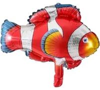 Lot de 2 petits ballons en aluminium en forme de clown rouge - Ballon à l'hélium pour décorations de fête sous la mer, anniversaire d'enfant et décoration sur le thème de l'océan, 30 cm