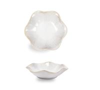 Lot de 2 petits bols en céramique pour sachets de thé, 10,9 cm, en forme de fleur, pour sauces, cuillères, condiments, collations, sushis, soja (blanc)