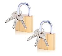 Lot de 2 petits cadenas avec clés, cadenas de casier en laiton massif de 32 mm, mini cadenas d'extérieur pour casier de gym, valise, bagage de voyage