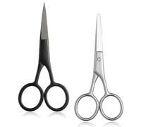 Lot de 2 petits ciseaux de toilettage pour homme et femme, ciseaux de coupe des poils du visage avec embouts de sécurité droits et arrondis pour sourcils, poils de nez, barbe, moustache, cils et poils