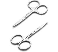 Lot De 2 Petits Ciseaux De Toilettage Pour Poils Du Visage Pour Homme Et Femme ¿ Sourcils, Poils De Nez, Moustache, Barbe, Cils, Oreilles ¿ Pince De Sécurité Incurvée Et Arrondie Pour La Coupe De
