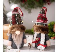 Lot de 2 petits lutins lumineux - Décoration de Noël - Figurines de lutin lumineux à LED - Vert - Décoration de Noël - Lutin - Décoration intérieure pour table (B)