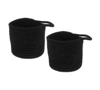 Lot de 2 petits paniers de rangement à suspendre au mur en corde de coton - 22,9 x 17,8 cm - Pliable - Avec poignée pour plantes florales, serviettes, lunettes de soleil, portefeuille, clés