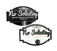 Lot de 2 petits panneaux amusants « No Soliciting » pour porte d'entrée, panneaux « No Solicitors » pour le bureau à domicile, « Please Do Not Knock or Ring Doorbell »