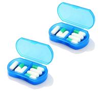 Lot de 2 petits piluliers de poche pour le quotidien matin et soir, idéal pour les médicaments, les vitamines, les suppléments, parfait pour les voyages, idéal pour le sac à main