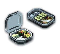 Lot de 2 petits piluliers de voyage portables - Mini pilulier de vitamines - 4 et 6 compartiments - Pour sac à main et poche - Transparent - Gris