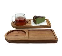 Lot de 2 petits plateaux de service en bois pour table basse, dessert, plateau de service ovale en bois, assiettes de fête