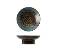 Lot de 2 petits plats à goûter carrés en céramique japonaise créative exquise - « bleu simple »