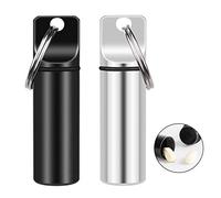 Lot de 2 petits porte-clés de poche en alliage d'aluminium pour sac à main, pilulier étanche en métal pour camping, voyage