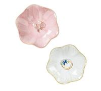 Lot de 2 petits pots à bibelots en céramique, for boucles d'oreilles, clés, table chevet, collier, bijoux, 10 cm Pour colliers et bracelets(White and Pink)