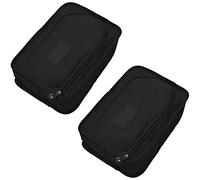 Lot de 2 petits sacs à chaussures de voyage pliables et imperméables avec fermeture éclair - Sac de transport portable - Noir, Noir , Simplicité
