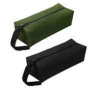 Lot de 2 petits sacs à outils multifonctions avec fermeture éclair en toile pour outils de tournevis (noir et vert)