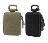 Lot de 2 petits sacs Molle en polyester EDC, mini sac de rangement médical pour le sport, la randonnée, le camping, les activités de plein air (noir, vert militaire)