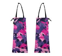Lot de 2 petits sacs poubelle de voiture à suspendre pour voiture, camion, sac poubelle pour voiture, camouflage, rougeâtre, pêche, violet
