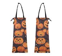 Lot de 2 petits sacs poubelle de voiture pour voiture, camion, poubelle, citrouille, Halloween, motif sans couture