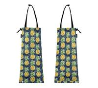 Lot de 2 petits sacs poubelle de voiture pour voiture, sac poubelle pour camion, ananas et fruits sur fond bleu