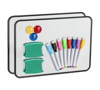 Lot de 2 petits tableaux blancs double face effaçables à sec - Format A4 - Avec stylos effaçables à sec, gomme, aimants pour école, maison, bureau, salle de classe, étudiants, dessin, écriture - 30 x