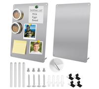 Lot de 2 petits tableaux magnétiques, en métal, argentés, 32 x 22 cm, pour bureau, cuisine