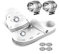 Lot de 2 phares pour chaussures crocs, petites lumières pour chaussures Crocs décoratives avec 3 modes d'éclairage, accessoires de chaussures amusants (argenté), Métal