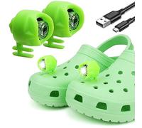 Lot de 2 Phares pour Crocs, Chargement USB de Nuit, Randonnée, Cyclisme, Course À Pied, Lampes Portables Croc pour Chaussures, Gadgets Intéressants Adaptés Aux Adultes et Aux Enfants(Vert)