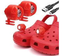 Lot de 2 Phares pour Crocs, Chargement USB de Nuit, Randonnée, Cyclisme, Course À Pied, Lampes Portables Croc pour Chaussures, Gadgets Intéressants Adaptés Aux Adultes et Aux Enfants(Rouge)
