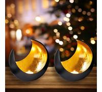 lot de 2 photophores MAADES Lanterne orientale Moona Grande 20cm Or
