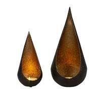 Lot de 2 photophores modernes en métal noir et intérieur doré Hauteur 22 cm et 32 cm Diamètre 10 et 15 cm