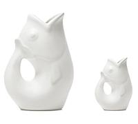 Lot de 2 pichets à poisson Gurgle Pot - Blanc mat, design d'inspiration française, grand pichet de 1,2 l avec crème assortie, blanc mat, la vaisselle parfaite pour l'intérieur ou l'extérieur.