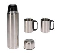 Lot de 2 pichets isothermes en acier inoxydable de 1 litre + 2 tasses à café isothermes - Double paroi, isolées sous vide, anti-gouttes, idéales pour le café, le thé ou les soupes