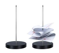 Lot De 2 Pics De Support De Reçus, 5.5Inch Memo Spike En Métal, Tige Droite Noire Avec Support Rond, Broche Spike Stick Certificats De Bureau Check Bill Fourchette Pour Restaurant Bureau Supermarché