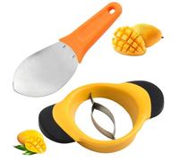 Lot de 2 pièces avec dénoyauteur et louche, dénoyauteur de mangue, éplucheur de mangue pour une préparation rapide, idéal pour les desserts et les salades de fruits, passe au lave-vaisselle