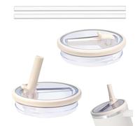 Lot De 2 Pièces Couvercle Étanche pour Stanley Cup, Réutilisables Apportez 2 Pailles,Anti-Fuite Et Anti-Poussière,Couvercle Remplacement pour Stanley Cup(Blanc)