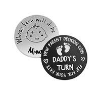 Lot de 2 pièces de monnaie de décision pour nouveaux parents, cadeau de première fois, maman, papa, grossesse, cadeau de révélation du sexe de bébé, cadeau de naissance, cadeau de nouveaux parents