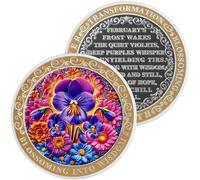 Lot de 2 pièces de sobriété violettes à 2 bouches | Médaillon AA argenté avec capsule de pièce de monnaie | Jeton d'anniversaire pour homme et femme en convalescence | Médaillon cadeau de sobriété AA