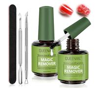 Lot de 2 Pièces Dissolvant Vernis Semi Permanent, 15ml Produit pour Enlever Le Semi Permanent, Gel Nail Polish Remover avec Lime a Ongles et Nail Cuticle, Vernis Remover 3-5 Minutes