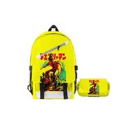 Lot de 2 pièces Sac à Dos, Trousse à crayon Chainsaw Man pour Garçon et Filles (SD3571) Jaune