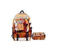 Lot de 2 pièces Sac à Dos, Trousse à crayon Chainsaw Man pour Garçon et Filles (SD3572) Orange G