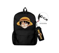 Lot de 2 pièces Sac à Dos, Trousse à crayons One Piece pour Garçon et Filles (SD1651) 40*22*45 cm Noir