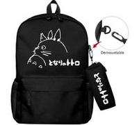 Lot de 2 pièces Sac à Dos, Trousse à crayons Spirited Away pour Garçon et Filles (SD1671) 40*22*45 cm Noir G