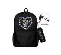 Lot de 2 pièces Sac à Dos, Trousse à crayons Stranger Things pour Garçon et Filles (SD1690) 40*22*45 cm Noir