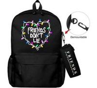 Lot de 2 pièces Sac à Dos, Trousse à crayons Stranger Things pour Garçon et Filles (SD1690) 40*22*45 cm Noir