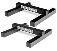 Lot De 2 Pieds De Sol Showlite FLS-10 PAR (Pieds pour poser des projecteurs, base 26 x 25,5 cm, hauteur 6 cm, construction robuste, empilables) Noir