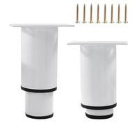 Lot de 2 Pieds de Support de lit réglables en métal, 12 à 18 cm, Pieds de Meubles Blancs Robustes pour canapé, Fauteuil, Armoire, Commode, Table, Bureau, Chaise - Solides et Polyvalents