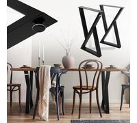 Lot de 2 pieds de table à manger en métal noir forme X industriel 40x6x71 cm