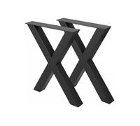 Lot de 2 pieds de table en acier noir 720 x 790 mm forme X industrielle charge 1000 kg pour table à manger bureau bar et café