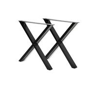 IDMarket - Pieds de table Forme X Lot de 2 72x73 cm Noir Design industriel