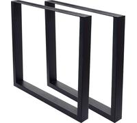 lot de 2 pieds de table HWC-H33, pour table de salle à manger bureau piétement de table patin de table, Industrial 74x80cm ~ noir